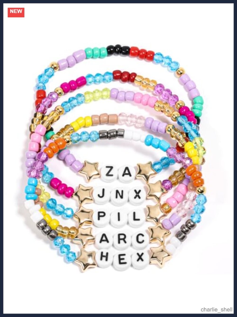 5 Pc Stackable Stretch Bracelets Glass Bead Letter Fandom Cosplay